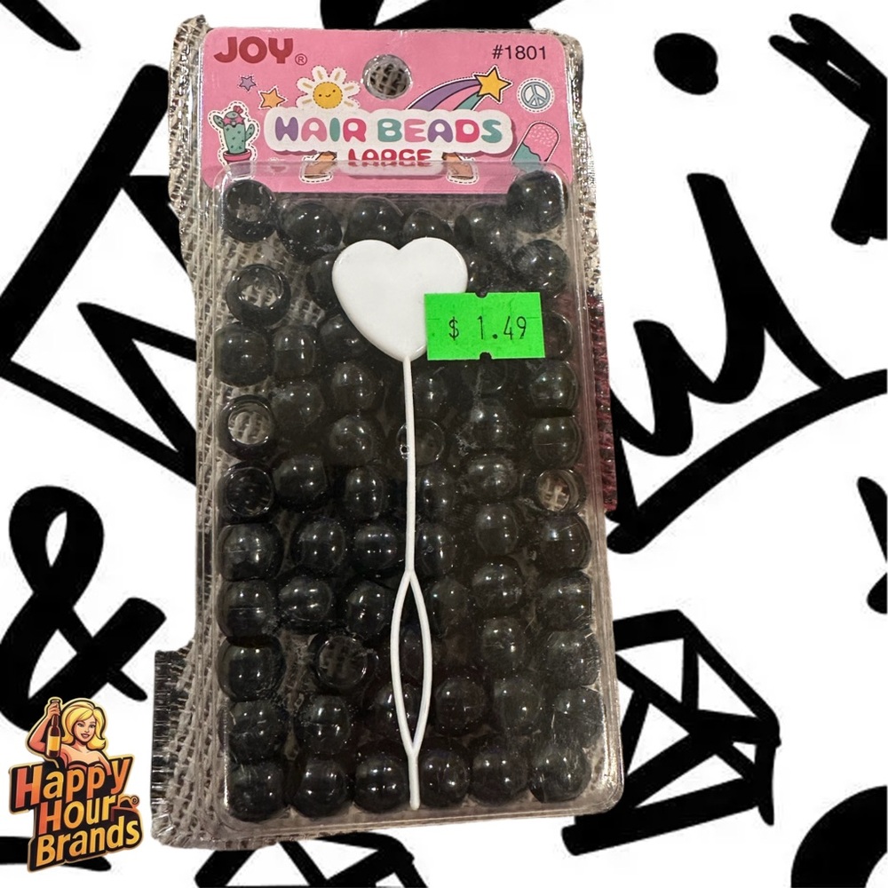Girls Large Hair Beads By Joy Brand New Black